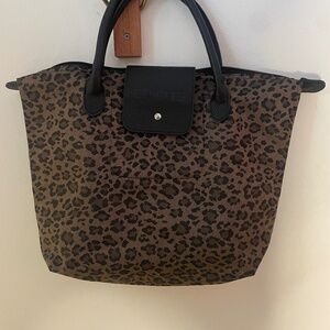 Chicos Nylon Animal Print in Brown and Black Shoulder Bag NWT